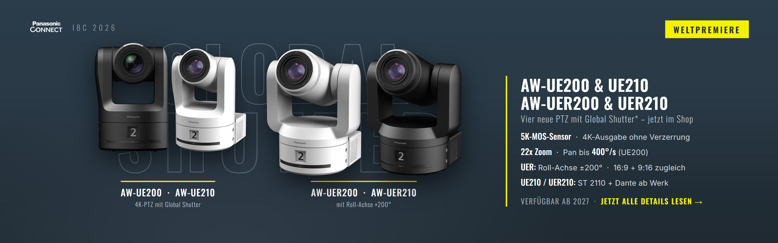 Panasonic AW-UE200 und AW-UE210 – erste PTZ-Kameras mit Global Shutter