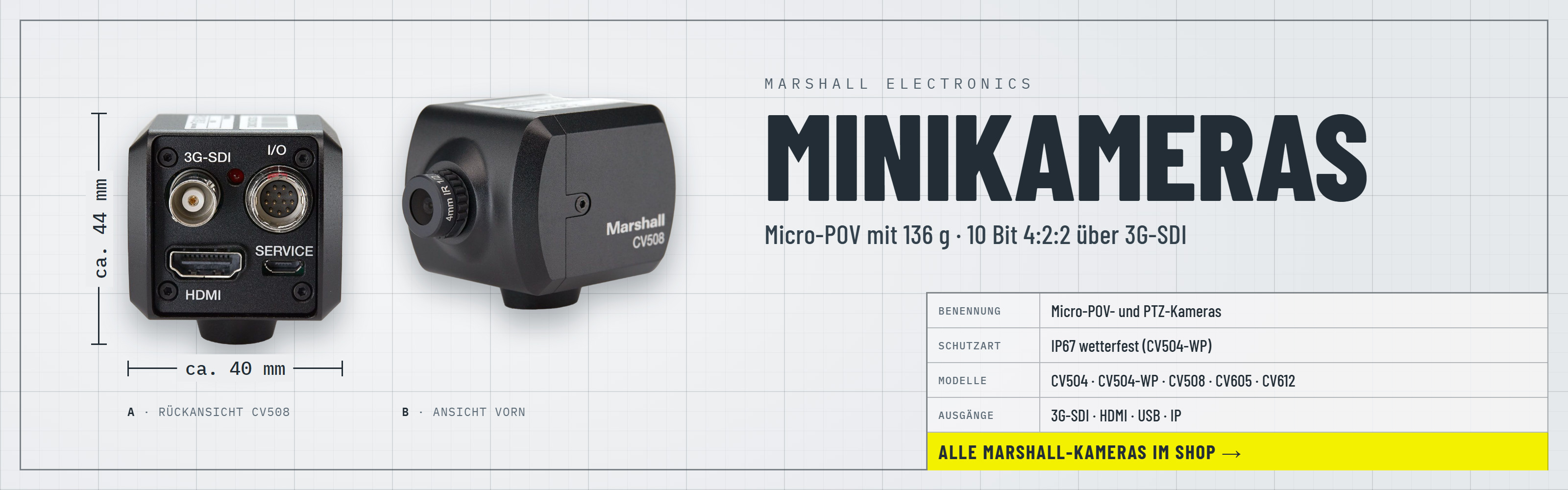 Marshall Minikameras - Micro-POV- und PTZ-Kameras