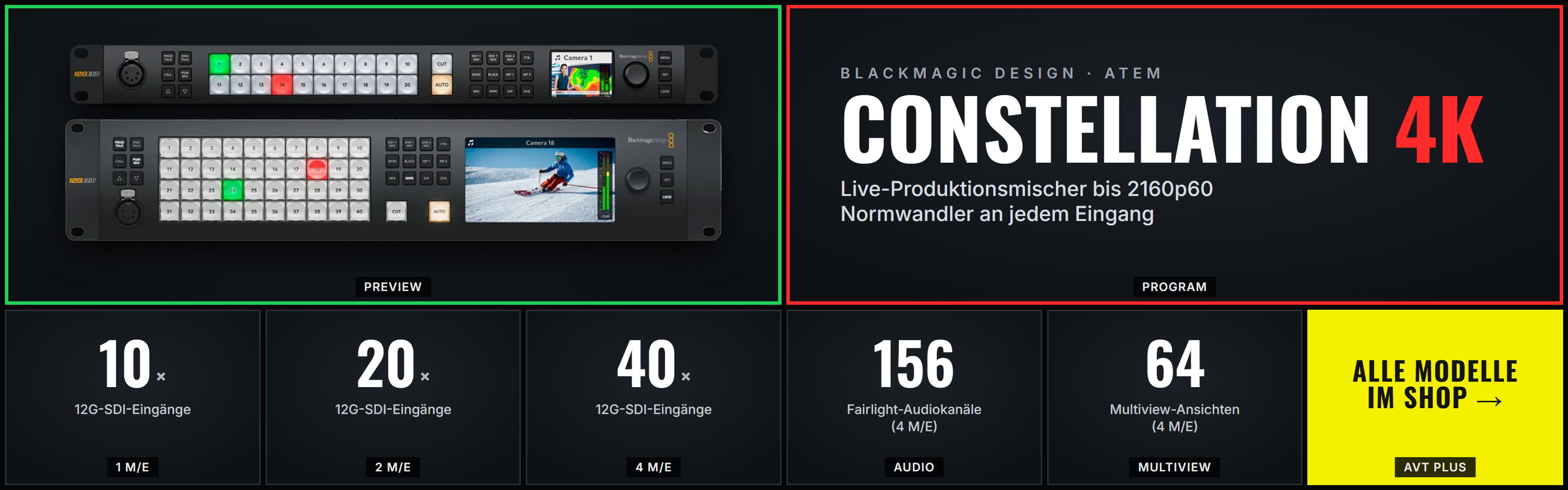 Blackmagic ATEM Constellation 4K - Live-Produktionsmischer 1 M/E, 2 M/E und 4 M/E