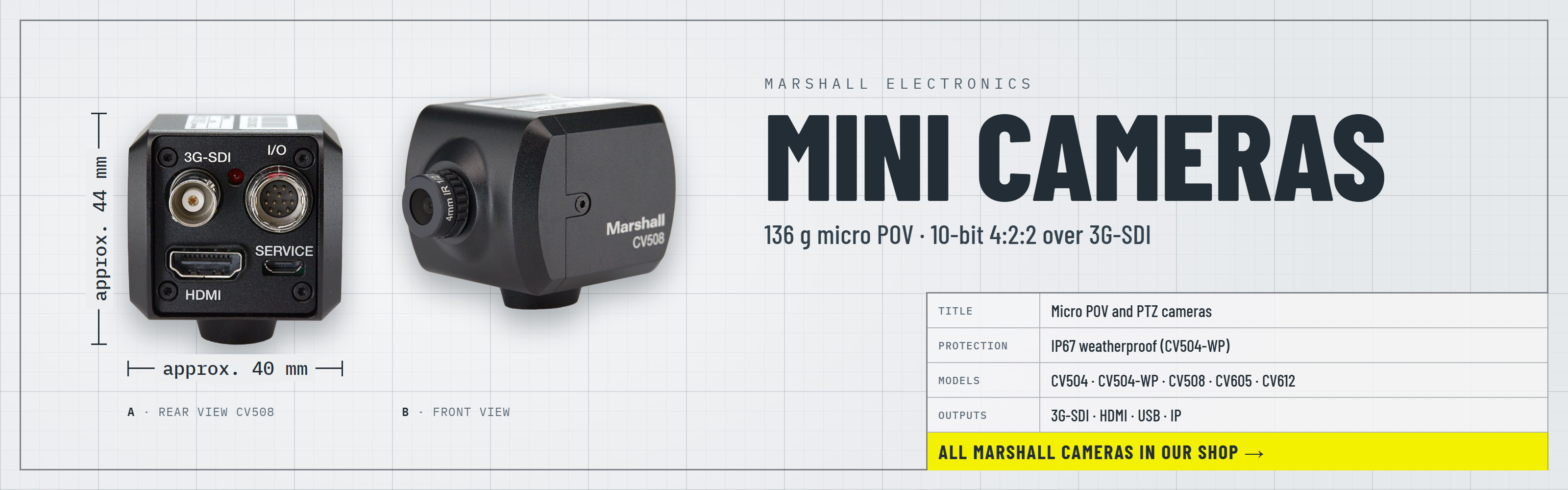 Marshall mini cameras - micro POV and PTZ cameras