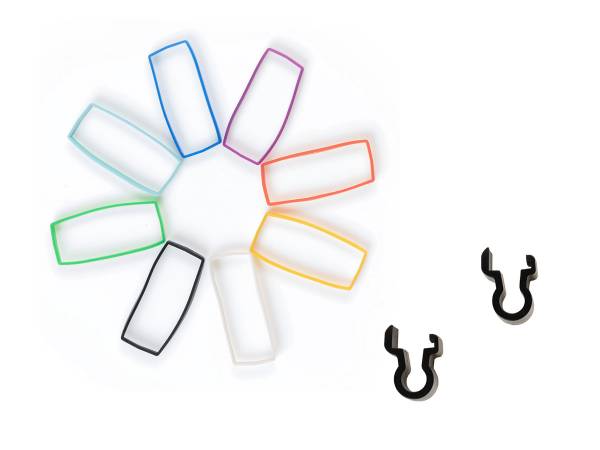 Tentacle SYNC E – Silikonbänder Regenbogen Set und Klammern